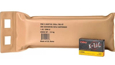 PMC 556XBP Battle Pack Bulk Rifle Ammo 5.56 NATO FMJ Boat Tail 55 GR - 200rd Battle Pack - $95.99 
