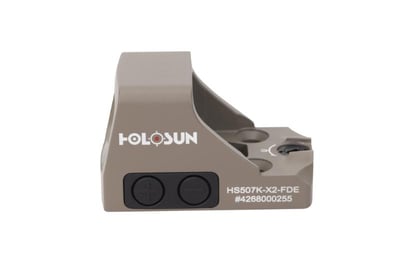 Holosun HS507K-X2 FDE Multi-Reticle Circle Dot Red Dot Sight w/Shake Awake for Subcompact Pistols - $295.99