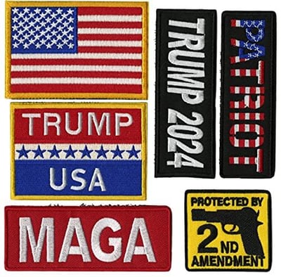 Trump 2024 MAGA Patriotic Patches Hook and Loop 6pc. Set - $16.99 + FREE Shipping
