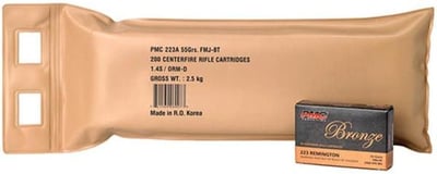 PMC Bronze 223 Rem 55gr, Full Metal Jacket, 200rd Bulk Pack - $89.99 