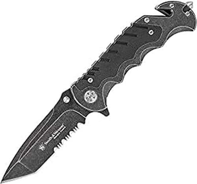 Smith & Wesson Border Guard SWBG10S 8.3in High Carbon S.S. Folding Knife with 3.5in Serrated Tanto Blade and Aluminum Handle - $15.99 (Free S/H over $25)