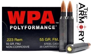 223 Remington (5.56x45mm) 55 gr FMJ Wolf WPA Polyformance Ammo 2 Cases (1000 rds) - $211.47 