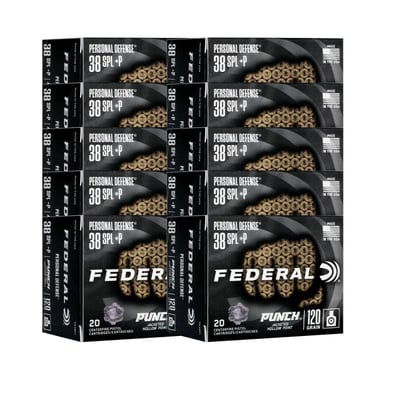 Federal 38 Special +P 120gr Jacketed Hollow Point 200/Case - $161.99 after code "WLS10"