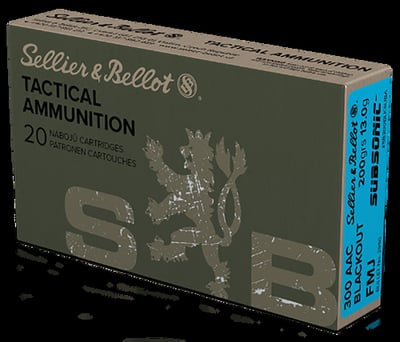 Fast/Flat rate shipping! No sales tax, no cc fees-Sellier & Bellot 300 Blackout Ammo 200gr Full Metal Jacket Subsonic Ammunition - 20 Rounds - $13.95