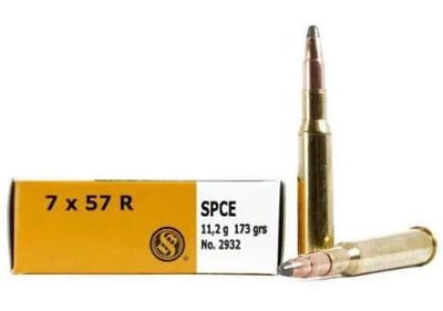 Sellier & Bellot 7x57mm Rimmed 173gr Spce Ammo - 7x57mmr 173gr Soft Point Cutting Edge 20/Box - $22.65