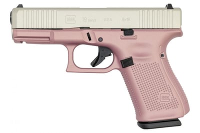 Glock 19 Gen5 9mm Pistol with Cerakote Pink Champagne Frame and Shimmering Aluminum Cerakote Slide - $538.11 