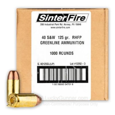 SinterFire GreenLine 40 S&W 125 Grain Frangible 1000 Rounds Loose Packed - $625