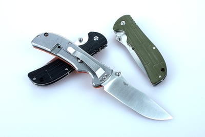 GANZO Folding Knife 440C Blade Orange G10 Handle Frame Lock w/ Pouch (Black, Green, Orange) - $13.95 (Free S/H over $25)