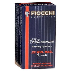 Fiocchi .22 Winchester Magnum Jacketed Soft Point 40 Grain 1910 fps 50 Round Box - $16.7