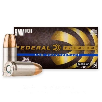 Federal Premium Law Enforcement 9mm +P 124gr HST JHP 50rds - P9HST350RD - $36.99