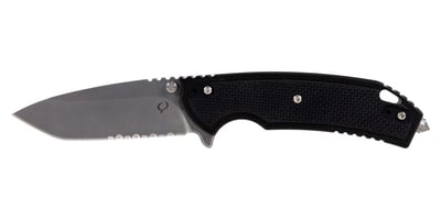 Kronos Ironclad Serrated Tactical Folding Knife, Black - $39.99