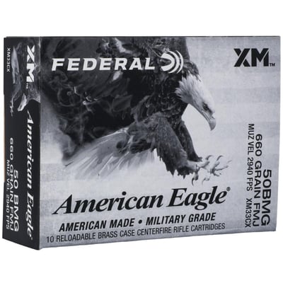 Federal American Eagle 50 BMG 660 Grain Full Metal Jacket, Brass, 10 Rounds - $53