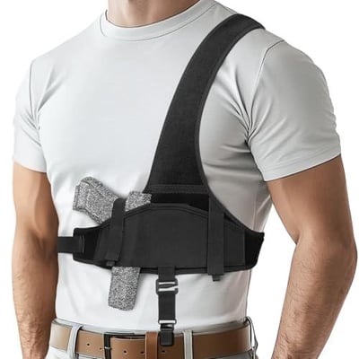 40% off EZshoot Adjustable Gun Holster for Men & Women,Universal Concealed Carry Holster for Right and Left Hand，Chest Holster Compatible with Glock, Ruger, Sig, M&P Shield 9mm and More w/code HHAPRKWA - $10.79 + FREE Shipping