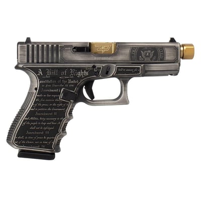 Glock G19 Gen 3 "Trump 2024" 9mm 4.6" 15rd, Crushed Silver Distressed Black - UI1950203T24GB - $749.99 