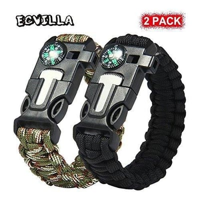 2PCS PACK Multifunctional Paracord Bracelet with Compass, Flint Fire Starter Scraper and Whistle - $4.49 shipped (Free S/H over $25)