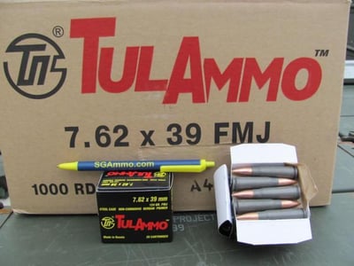 Tula Ammo 1000 round case 7.62x39 122 grain FMJ - $269.50