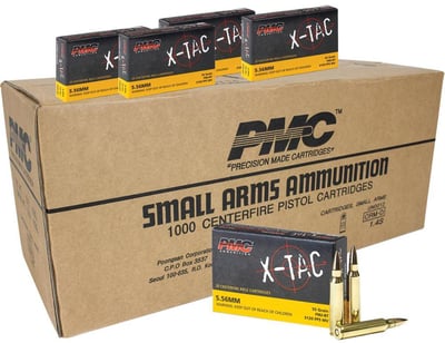 PMC X-Tac Rifle Ammunition 5.56x45mm 55 gr FMJBT 3120 fps 1000/Box - $436.99 with code DG5 