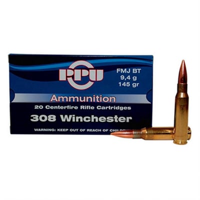 PPU 7.62x51mm FMJBT 145 Grain 200 Rounds Battle Pack - $129.19 (Buyer’s Club price shown - all club orders over $49 ship FREE)