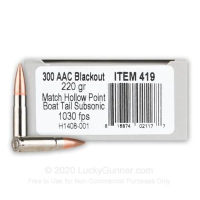 Underwood Subsonic 300 AAC Blackout 220 Grain HPBT 20 Rounds - $33 