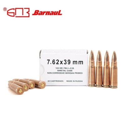 Barnaul 7.62x39 123gr FMJ Bimetal Case & Bullet 500rds Ammunition - $199.99