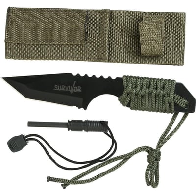 Survivor HK-106320-A Fixed Blade Outdoor Knife, Black Tanto Blade Green Cord-Wrapped Handle 7-Inch Overall - $8.99 (Add-on Item) (Free S/H over $25)