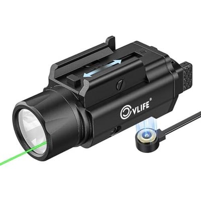 25% off CVLIFE 1500 Lumens Laser Light Combo for Pistol, Strobe & Memory Function for Green Laser Light Combo and Picatinny Flashlight with Adjustable Rail Magnetic Rechargeable Pistol Flashlight w/code KHBNPTSD - $44.99 + FREE Shipping