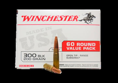 Winchester 300 Blackout Ammunition USA300BXVP 200 gr Open Tip Range Subsonic 60 Rounds - $45.52