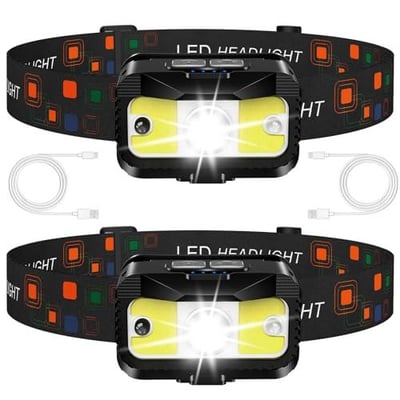 2 Pack MIOISY Headlamp Rechargeable, LED White Red Light Motion Sensor Waterproof 8 Modes - $11.99 + FREE Shipping