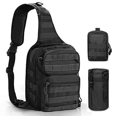 Gogoku 3-Pack Combo Tactical Sling Pack & Molle Pouch Waist Bag Pack & Water Bottle Pouch Holder Black - $13.99 50% off with code "507CTC7A" (Free S/H over $25)