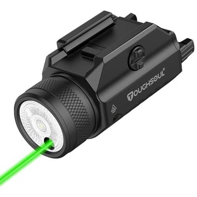 TOUGHSOUL 1200 Lumens Picatinny Rail Mount Pistol Light Green Laser Combo, White LED Flashlight with Green Beam Powered by Built in Rechargeable Battery - $29.98 + FREE Shipping