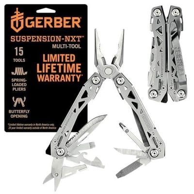 Gerber Gear Suspension-NXT 15-in-1 EDC Multi tool with Pocket Knife, Needle Nose Pliers and Wire Stripper Tools Stainless Steel - $37.96 + FREE Shipping