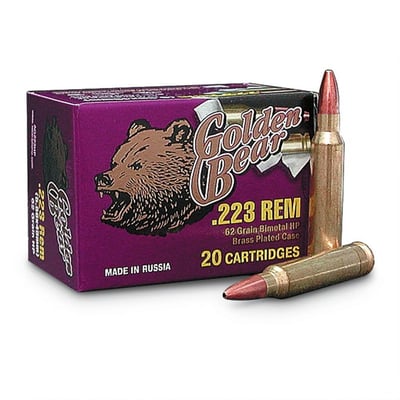 Golden Bear .223 Rem 62 Grain HP 120 rounds - $37.99 (Buyer’s Club price shown - all club orders over $49 ship FREE)