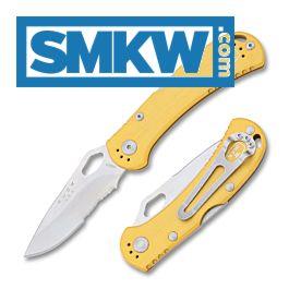 Buck SpitFire Lockback 420HC Stainless Steel Partially Serrated Blade Yellow Anodized Aluminum Handle - $38 (Free S/H over $89)