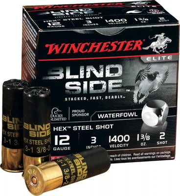 Winchester Blind Side Steel 12 Ga 3" 1-3/8 oz. BB, #2, #5 250 Rnds - $206.99 (Free Shipping over $50)