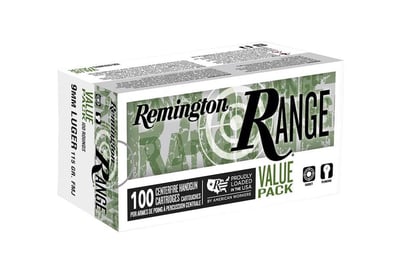 Remington 9mm 115gr FMJ Remington Range 100/Box - $24.99