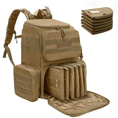 DSLEAF Tactical Range Pistol Backpack with 6 Pistol Cases, Gun Backpack with 9X Magazine Slots for Shooting and Hunting - $49.99 + FREE Shipping