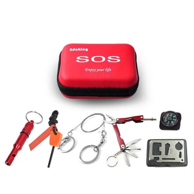 Outdoor Emergency Survival SOS kit, Camping Tools SOS, Multi Functional Pocket Tool(Red) - $7.99 + Free S/H over $35 (Free S/H over $25)