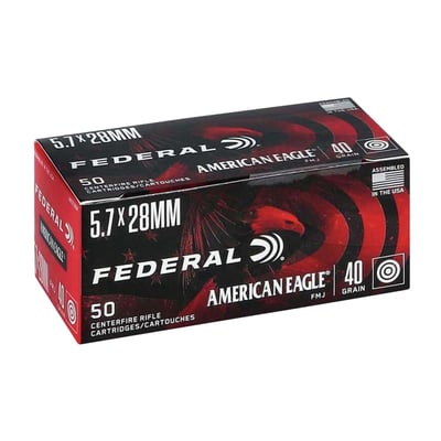 Federal American Eagle Ammo 5.7x28mm 40Gr FMJ 200 Rnd (4 Boxes) - $95.96 after code "HOME10"