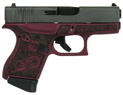 Glock 43 Gen4 Black Cherry 9mm 3.41" Barrel 6-Rounds "Glock & Paisley" Engraved - $649.99 ($9.99 S/H on Firearms / $12.99 Flat Rate S/H on ammo)