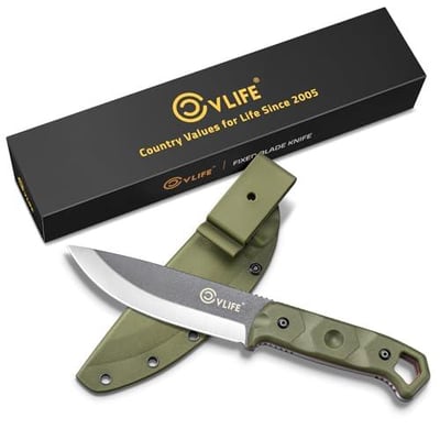 30% off CVLIFE Full Tang Fixed Blade Knife with Sheath, 5.1" Sharp Blade Made of D2 Steel with Nylon Fiberglass Handle,Survival Knife for Men Outdoor Hunting Camping and EDC Bushcraft,Green - $20.99 (Discount At Checkout) + FREE Shipping