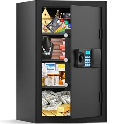 5.0 Cubic Large Home Safe Fireproof Waterproof, Digital Security Fireproof Safe Box with Combination Lock, Alarm Systerm and Removable Shelf, Fire Safes for Home Document Money Valuables - $116.99 + FREE Shipping