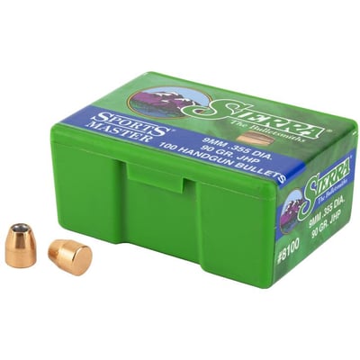 Sierra Sports Master 9mm 90gr Jhp 100 Rounds - $17.24 (Free S/H over $250)