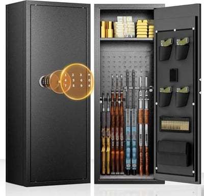 INTERGREAT 10-14 Gun Safe for Rifles and Pistols with 3 Adjustable Shelves and Pockets - $135.99 + $9.99 Shipping
