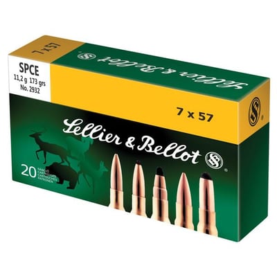 Sellier & Bellot 7x57mm Mauser 173gr Soft Point Cutting Edge Ammo 20 Rounds - $23.40
