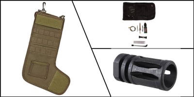 Tactical Gift Stocking: Tactical Stocking with handle - Tan + Davidson Defense Cleaning Kit for .22/5.56/.223 + Omega Manufacturing AR-15 1/2x28 TPI GI Birdcage Flash Hider 5.56 .223 A2 - $24.99 (FREE S/H over $120)