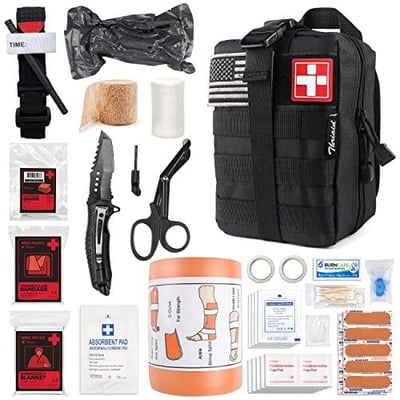 Emergency Survival First Aid Kit with Tourniquet, 6" Israeli Bandage, Splint, Military Combat Tactical Molle IFAK EMT - $49.99 (Free S/H over $25)