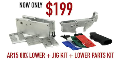 AR15 80% Lower Receiver with Jig and Lower Parts Kit - $199