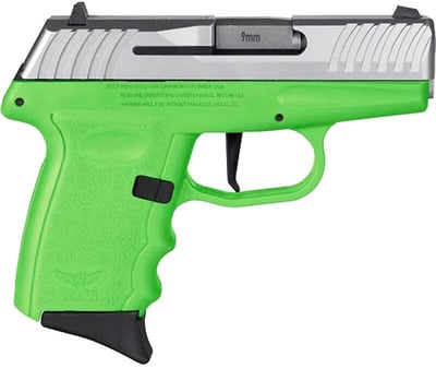 SCCY INDUSTRIES DVG1 9mm 3.1" 10rd Pistol - Stainless / Lime Green - $193.99 (FREE Shipping on Firearms)