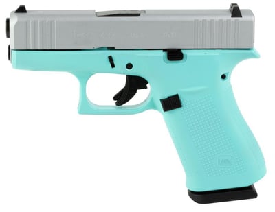 Glock G43X 9mm 3.41" 10rd Pistol - Robin's Egg Blue/Silver - $519.99