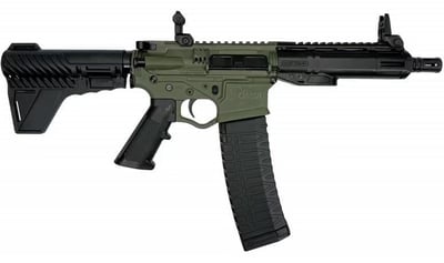 ATI Alpha Maxx Semi-Auto AR-15 Pistol,5.56 Nato/.223 Rem, 7.5" Bbl, 7" M-LOK Rail, 1-30 & 1-60 Rd Mag, Adjustable Brace, Flip Up Sights, Battlefield Green - $379.99